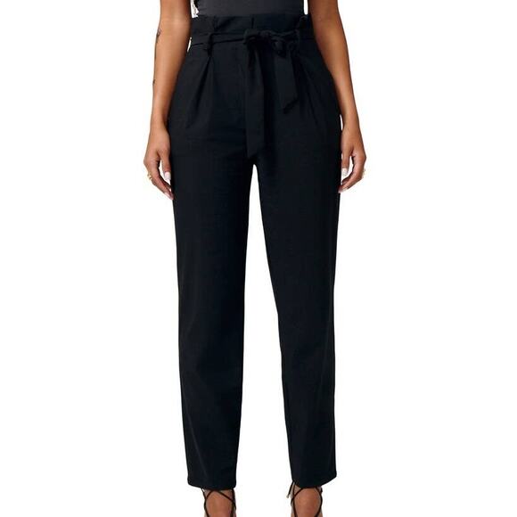 Lita By Ciara NWT Passion Paperbag Waist Pants Black Size 12 Pleated High Rise - Picture 1 of 11
